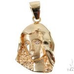 14K Yellow Gold Bezel Diamond Virgin Mary Charm Pendant 63966 - Image 1
