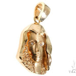 14K Yellow Gold Bezel Diamond Virgin Mary Charm Pendant 63966 - Image 2