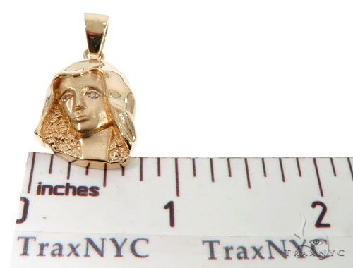 14K Yellow Gold Bezel Diamond Virgin Mary Charm Pendant 63966 - Image 7