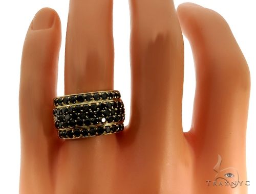 14K Yellow Gold Black Diamond Band, photo 7 of 7