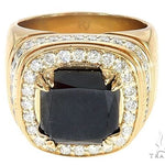 14K Yellow Gold Black Diamond Cushion Cut Pinky Ring 65079 - Image 2