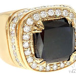 14K Yellow Gold Black Diamond Cushion Cut Pinky Ring 65079 - Image 1