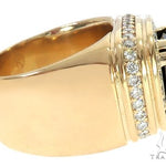 14K Yellow Gold Black Diamond Cushion Cut Pinky Ring 65079 - Image 4