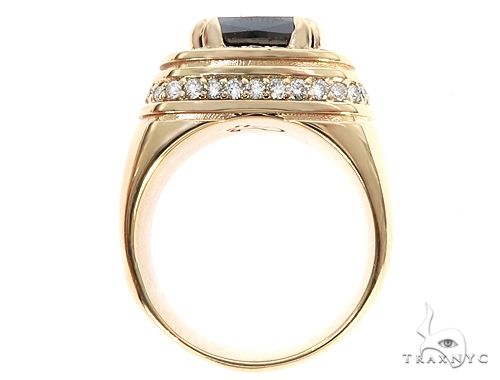 14K Yellow Gold Black Diamond Cushion Cut Pinky Ring, photo 6 of 7