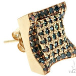14K Yellow Gold Blue Diamond Single Square Earring 61481 - Image 1
