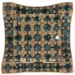 14K Yellow Gold Blue Diamond Single Square Earring 61481 - Image 2