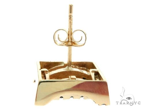 14K Yellow Gold Blue Diamond Single Square Earring 61481 - Image 3