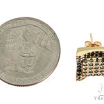 14K Yellow Gold Blue Diamond Single Square Earring 61481 - Image 4