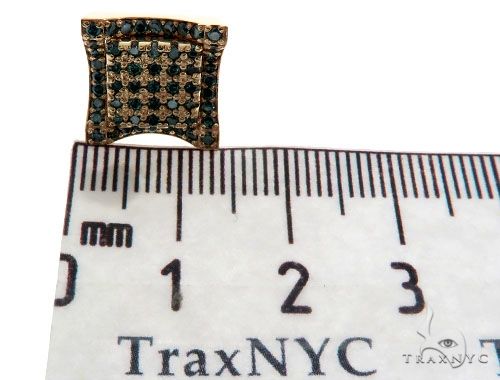 14K Yellow Gold Blue Diamond Single Square Earring 61481 - Image 5