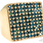 14K Yellow Gold Blue Diamond Square Ring 61503 - Image 1