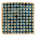 14K Yellow Gold Blue Diamond Square Ring 61503 - Image 2