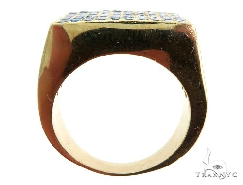 14K Yellow Gold Blue Diamond Square Ring, photo 6 of 8
