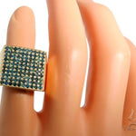 14K Yellow Gold Blue Diamond Square Ring 61503 - Image 7