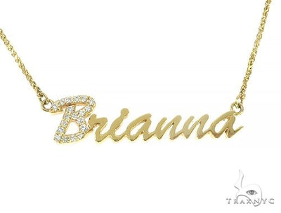 14K Yellow Gold Brianna Diamond Name Pendant