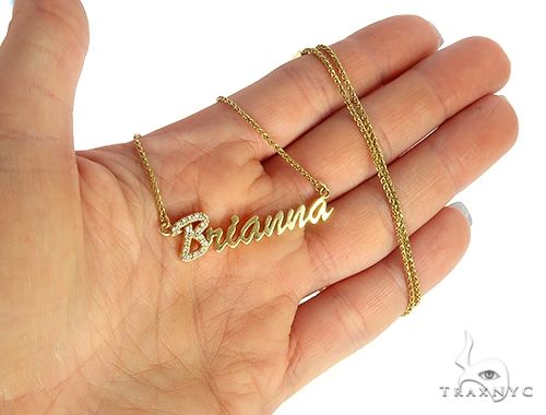 14K Yellow Gold Brianna Dimond Name Pendant 65822 - Image 4