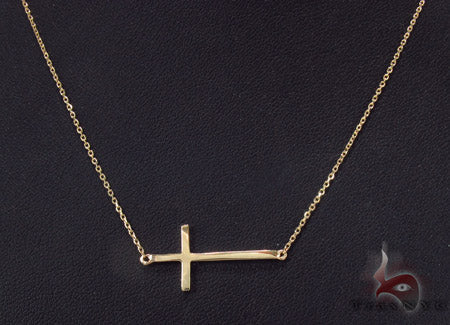 14K Yellow Gold Cross Crucifix Necklace 33977 - Image 8
