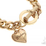 14K Yellow Gold Cuban Link Bracelet With Heart Charm And Toggle Clasp 65650 - Image 4