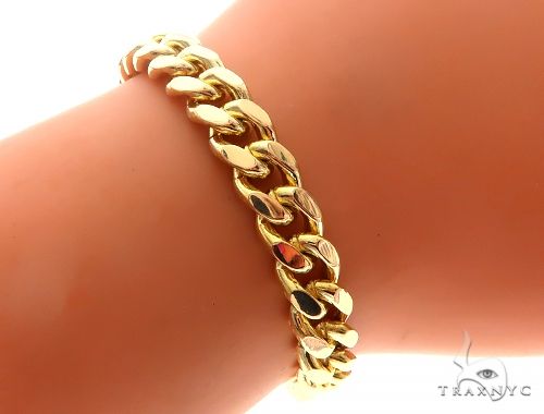 14K Yellow Gold Cuban Link Bracelet With Heart Charm And Toggle Clasp 65650 - Image 6