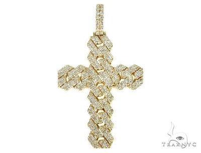 14K Gold Cuban Link Diamond Cross 66168 - Image 1