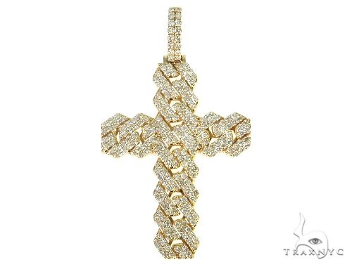 14K Gold Cuban Link Diamond Cross 66168 - Image 1