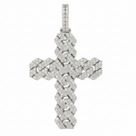 14K Gold Cuban Link Diamond Cross Pendant 66168