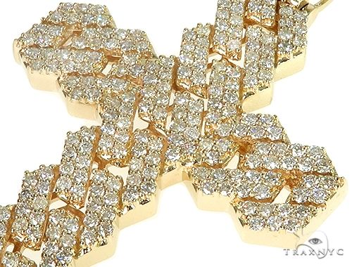14K Gold Cuban Link Diamond Cross 66168 - Image 4