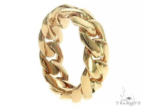 14K Yellow Gold Cuban Link Ring 66162 - Image 2