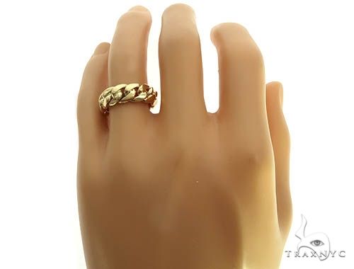 14K Yellow Gold Cuban Link Ring 66162 - Image 5