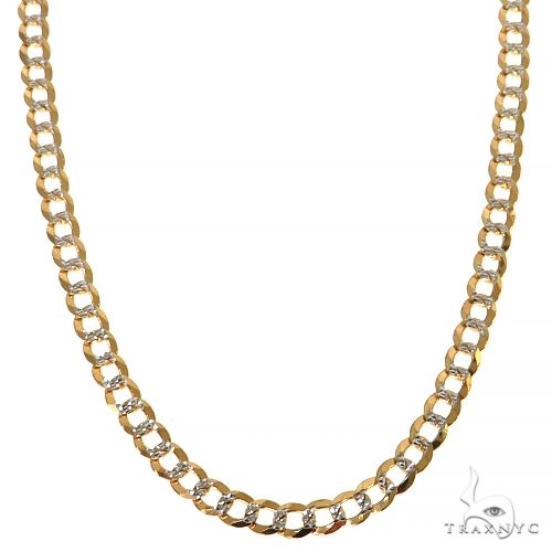 14K yellow gold curb diamond cut chain, 3.6mm thick, 18 inches long