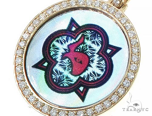 14K Yellow Gold Custom Diamond Holographic Prism Photo Pendant, photo 4 of 10
