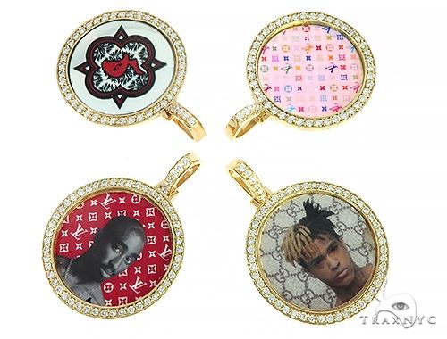 14K Yellow Gold Custom Diamond Holographic Prism Photo Pendant 65758 - Image 8