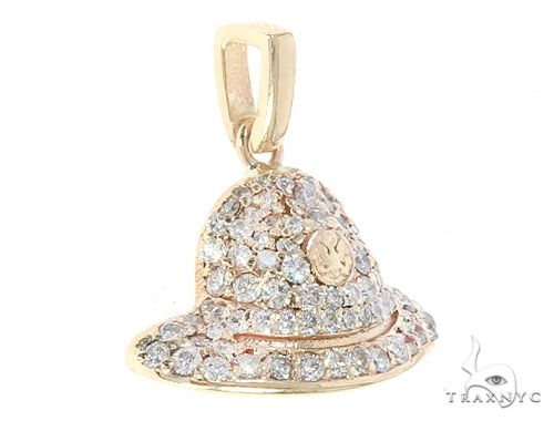 14K Yellow Gold Custom Made Hat Pendant 65286 - Image 2