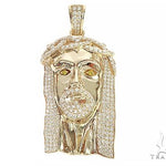 14K Yellow Gold Custom Made Jesus Diamond Pendant With Canary Eyes 65295 - Image 1