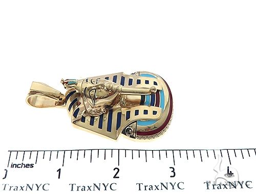 14K Yellow Gold Custom Pharaoh King Tut Pendant 65458 - Image 6