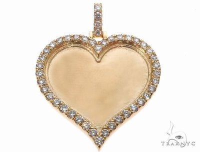 14K Gold Customizable Heart Photo Pendant 1 inch