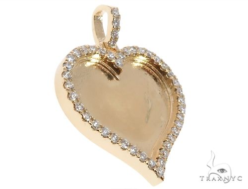 14K Gold Customizable Heart Photo Pendant 1 inch 64627 - Image 2