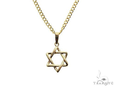 14K Yellow Gold David Star Pendant Set