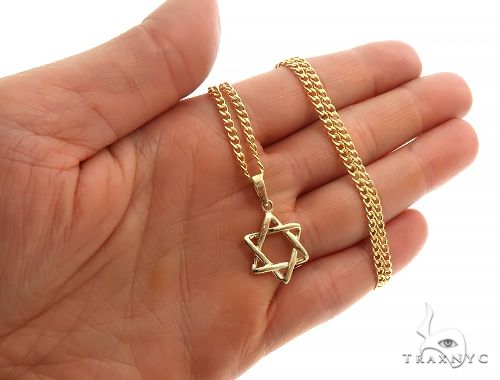 14K Yellow Gold David Star Pendant Set 65941 - Image 5
