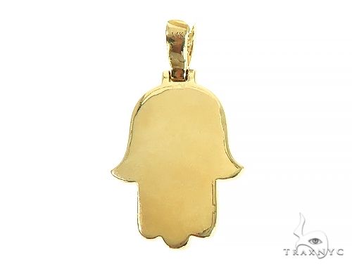 14K Gold Diamond Hamsa Pendant 65843 - Image 3
