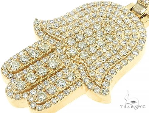 14K Gold Diamond Hamsa Pendant 65843 - Image 4