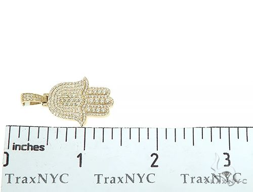 14K Gold Diamond Hamsa Pendant 65843 - Image 7
