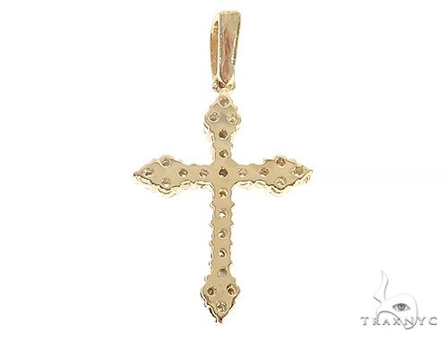 14K Yellow Gold Diamond Cross 65302 | TraxNYC
