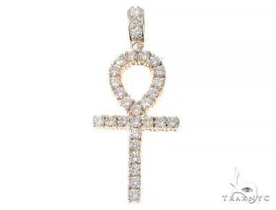14K Yellow Gold Diamond Ankh Cross 65447 - Image 1