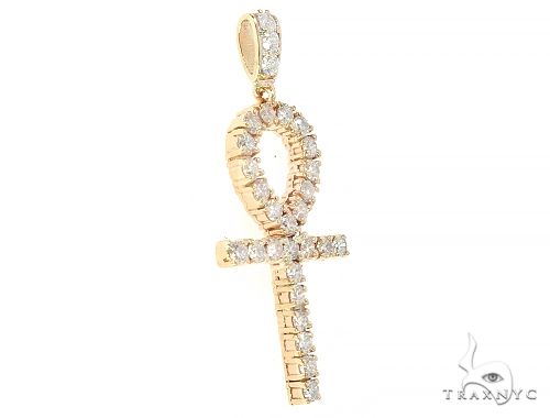 14K Yellow Gold Diamond Ankh Cross, photo 2 of 7