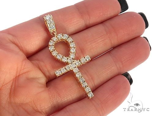 14K Yellow Gold Diamond Ankh Cross, photo 5 of 7