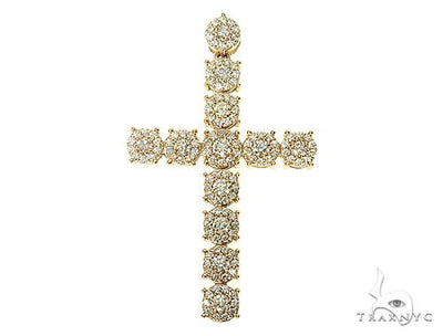 14K Yellow Gold Diamond Cross Pendant 66100 - Image 1