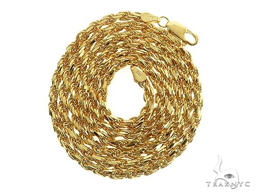 14K Yellow Gold Diamond Cut Solid Rope Link Chain 22 Inches 3.5mm   66298 - Image 3