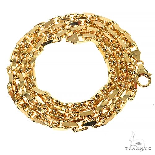 14K yellow gold diamond cut anchor cable chain necklace, 24 inches, 4.8mm wide.
