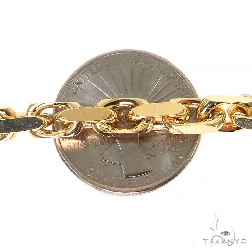 14K yellow gold diamond cut anchor cable chain necklace, 24 inches, 4.8mm wide.