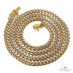 14K Yellow Gold Solid Miami Cuban With Pave Link Chain 24 Inches 5mm 68306 - Image 2